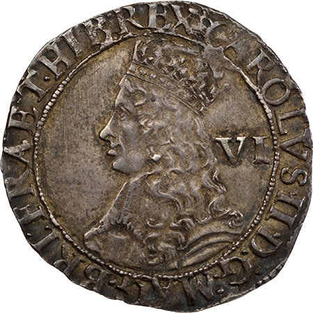 1660 Sixpence NEF Obverse