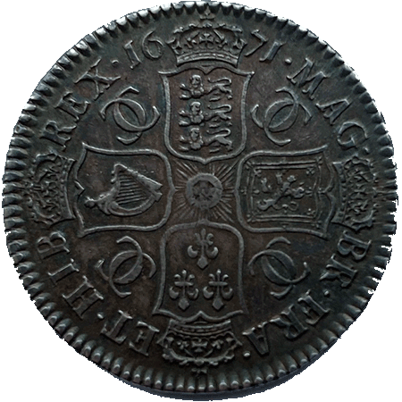 1671 Half Crown GVF/NEF Reverse