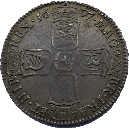 1697 Half Crown EF Reverse